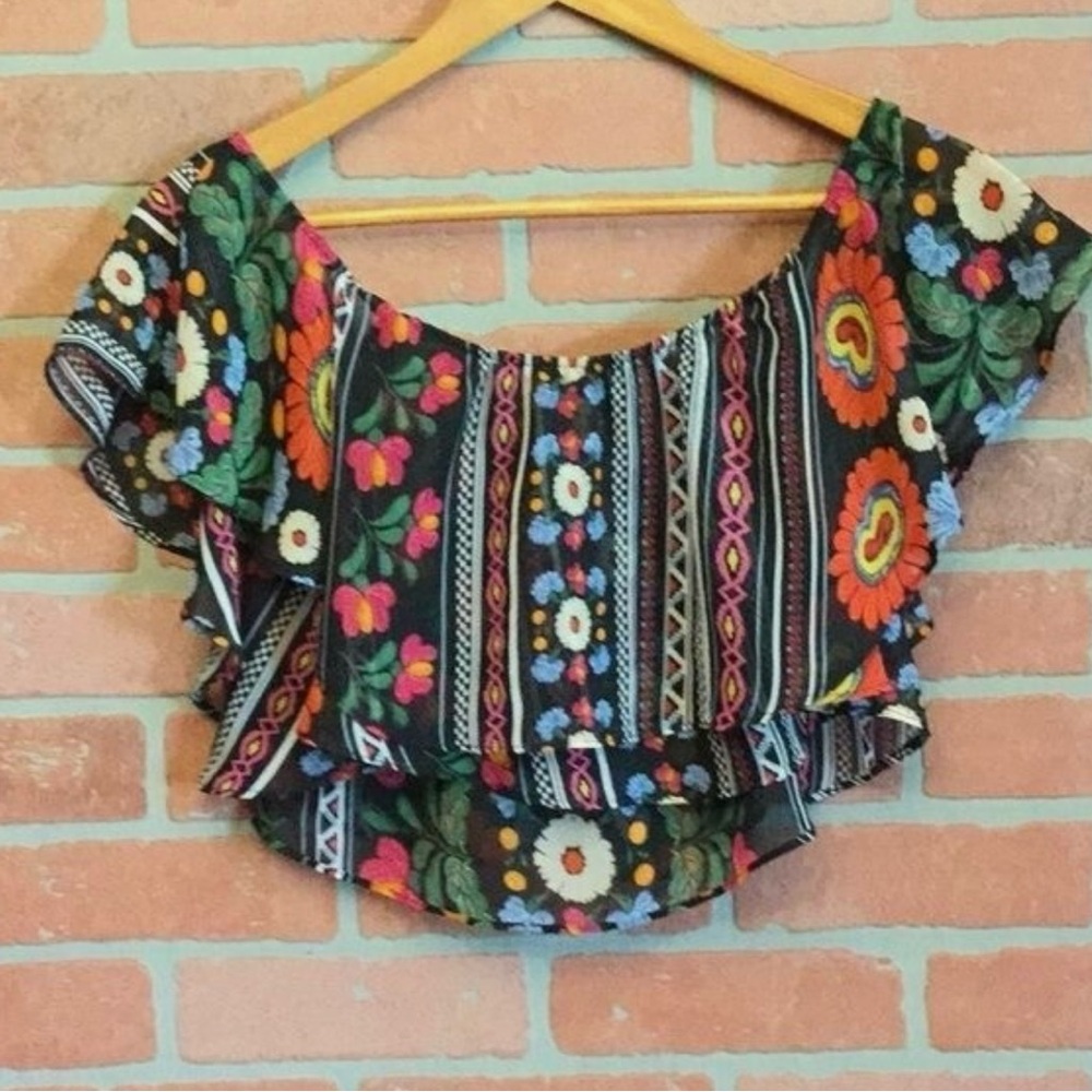 Show Me Your Mumu Floral Multicolor Ruffle Top